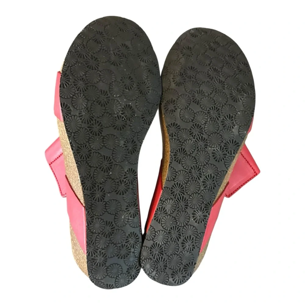 Eric Michael Red Cork Wedge Sandals